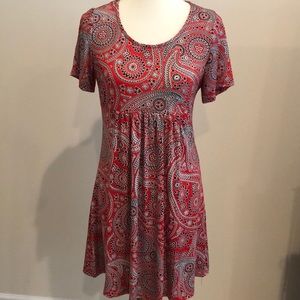 Red “bandana” print tunic dress